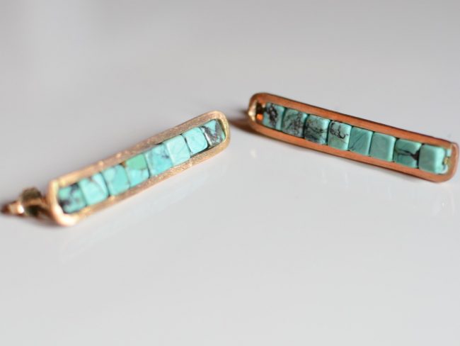 Turquoise Gold Matchstick Earrings