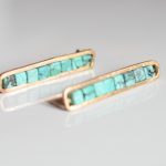 Turquoise Gold Matchstick Earrings