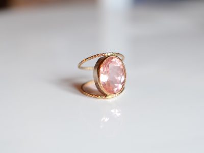 Quartz Morganite Twist Ring