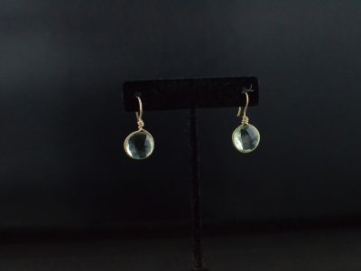 Green Quartz Gold Drop Earrings
