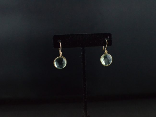 Green Quartz Gold Drop Earrings