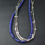 Lapis Lazuli and Sterling Silver Tri-Strand Star Necklace