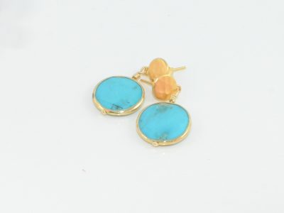 Turqouise Gold Coin Earrings
