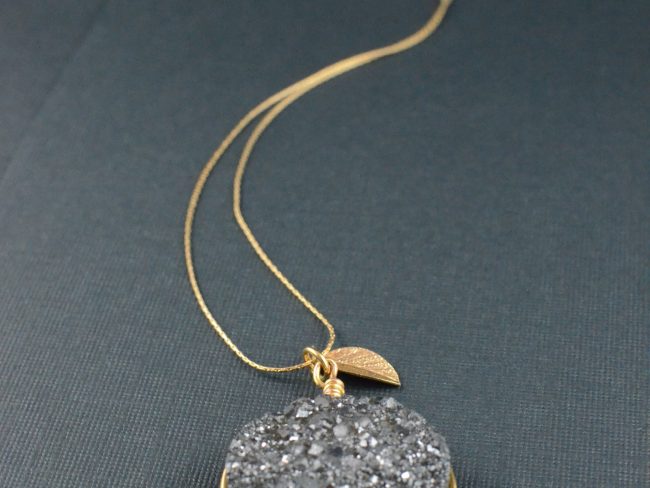 Quartz Druzy Pendant Necklace