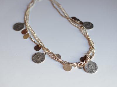 Silver Rope and Coin Necklace