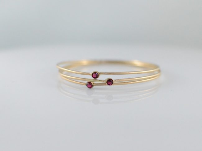 Stackable Garnet Gold Bracelets