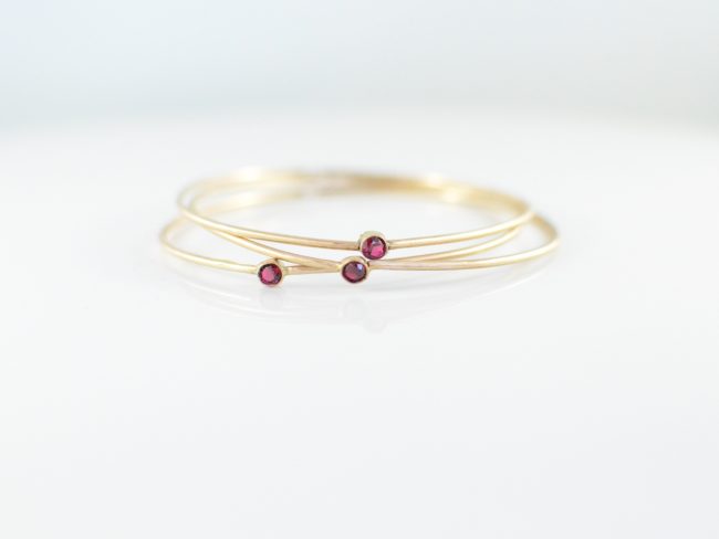 Stackable Garnet Gold Bracelets