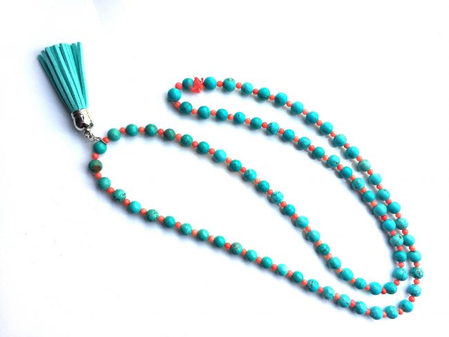 Turquoise Dyed Howlite and Carol Payer Necklace