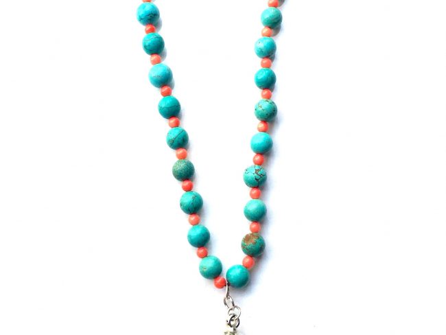 Turquoise Dyed Howlite and Carol Payer Necklace