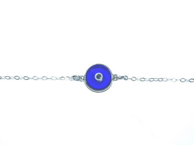 Evil Eye Anklet in Sterling Silver
